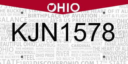 KJN1578 Ohio License Plate