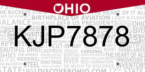 KJP7878 Ohio License Plate