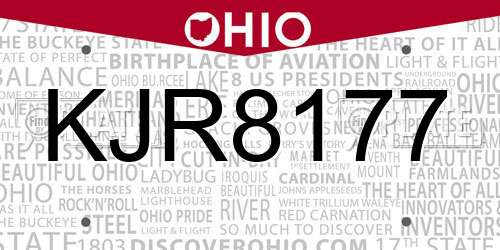 KJR8177 Ohio License Plate