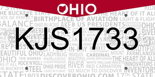 KJS1733 Ohio License Plate