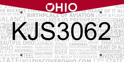 KJS3062 Ohio License Plate