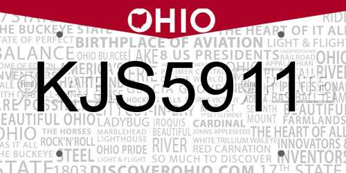 KJS5911 Ohio License Plate