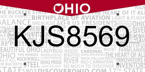 KJS8569 Ohio License Plate
