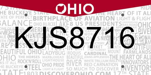 KJS8716 Ohio License Plate