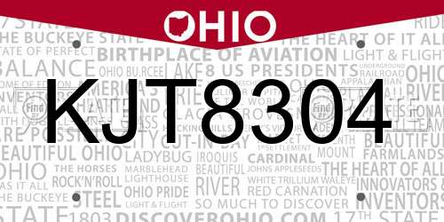 KJT8304 Ohio License Plate
