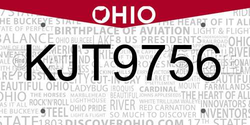 KJT9756 Ohio License Plate