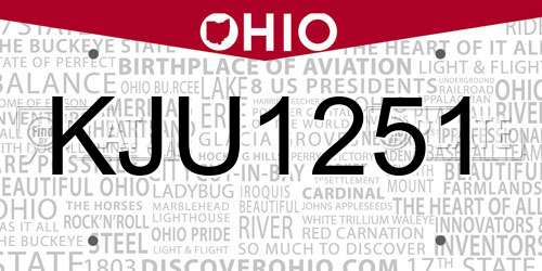 KJU1251 Ohio License Plate