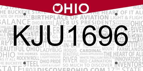 KJU1696 Ohio License Plate