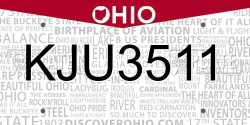 KJU3511 Ohio License Plate