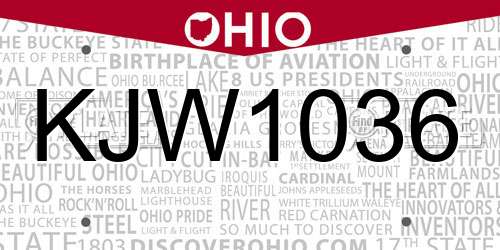 KJW1036 Ohio License Plate