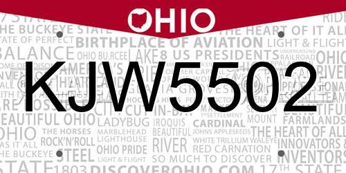 KJW5502 Ohio License Plate