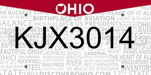 KJX3014 Ohio License Plate