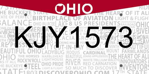KJY1573 Ohio License Plate