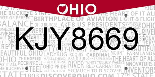 KJY8669 Ohio License Plate