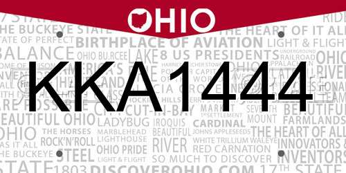 KKA1444 Ohio License Plate