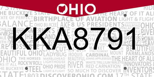 KKA8791 Ohio License Plate