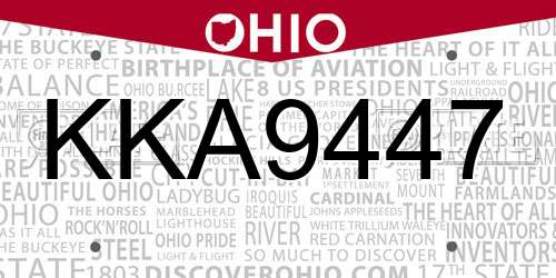KKA9447 Ohio License Plate