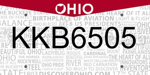 KKB6505 Ohio License Plate