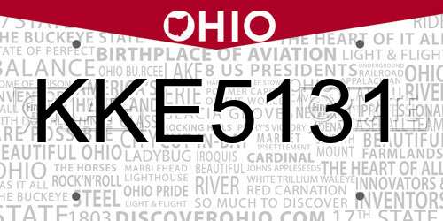 KKE5131 Ohio License Plate