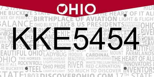 KKE5454 Ohio License Plate