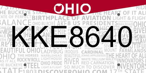 KKE8640 Ohio License Plate