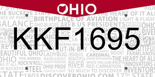 KKF1695 Ohio License Plate