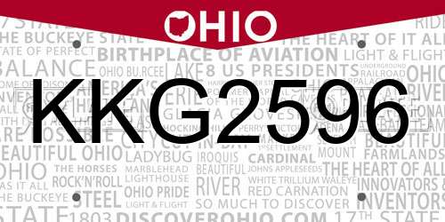 KKG2596 Ohio License Plate