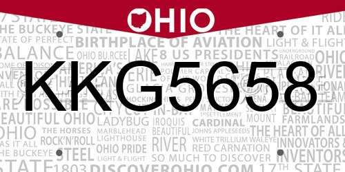 KKG5658 Ohio License Plate