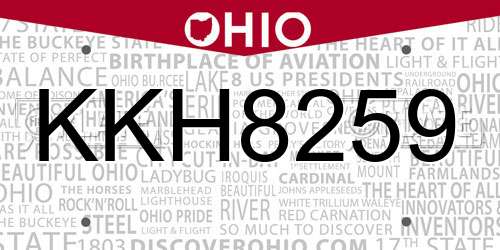KKH8259 Ohio License Plate