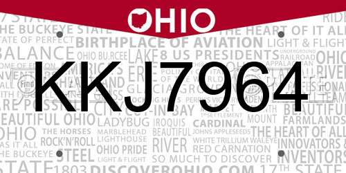 KKJ7964 Ohio License Plate