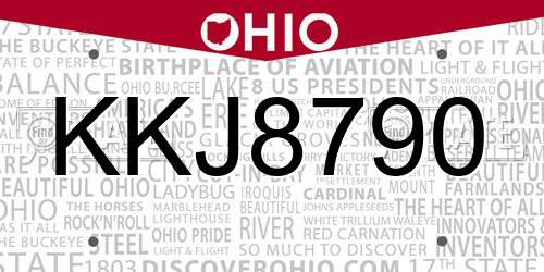KKJ8790 Ohio License Plate