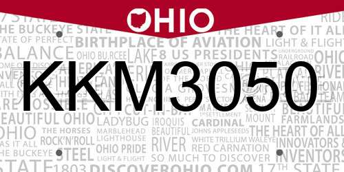 KKM3050 Ohio License Plate