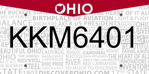KKM6401 Ohio License Plate