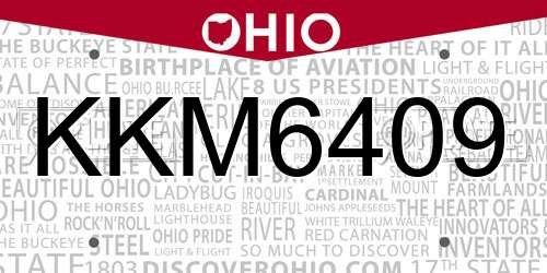 KKM6409 Ohio License Plate