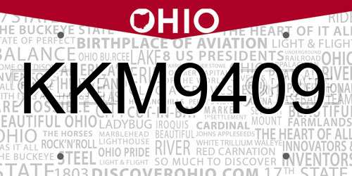 KKM9409 Ohio License Plate