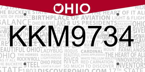 KKM9734 Ohio License Plate