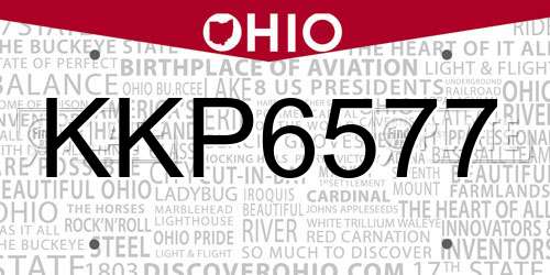 KKP6577 Ohio License Plate