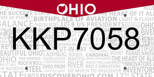 KKP7058 Ohio License Plate