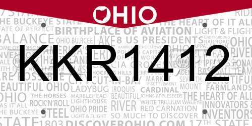 KKR1412 Ohio License Plate
