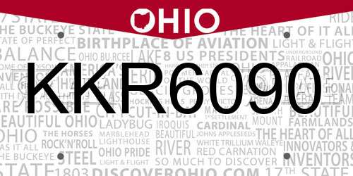 KKR6090 Ohio License Plate