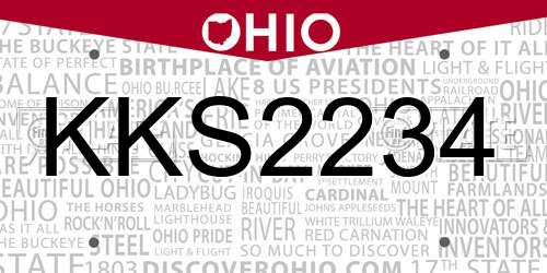 KKS2234 Ohio License Plate