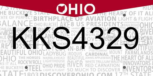 KKS4329 Ohio License Plate
