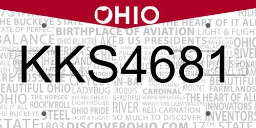 KKS4681 Ohio License Plate