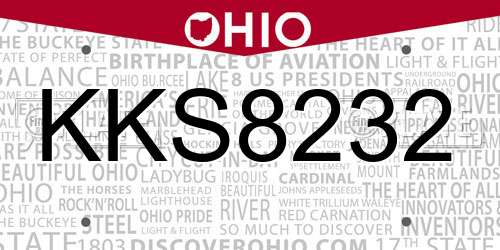 KKS8232 Ohio License Plate
