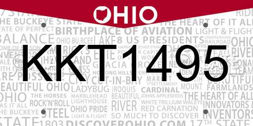 KKT1495 Ohio License Plate