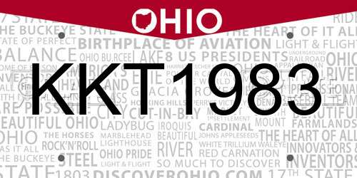 KKT1983 Ohio License Plate