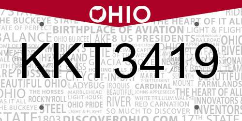 KKT3419 Ohio License Plate