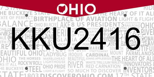 KKU2416 Ohio License Plate
