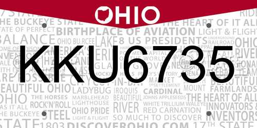 KKU6735 Ohio License Plate