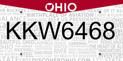KKW6468 Ohio License Plate